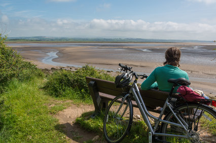 Cyclist on Silverdale bench
